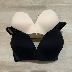 Uniqlo wireless mesh Black and Cream Bra Duo NWOT